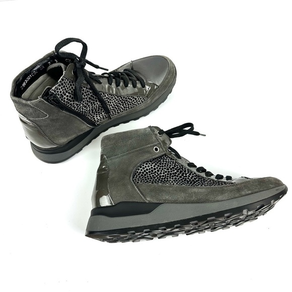 Waldläufer Women’s Sz 9 H-Luise Bootie Gray Suede Patent Leather & Animal Print - Picture 1 of 13